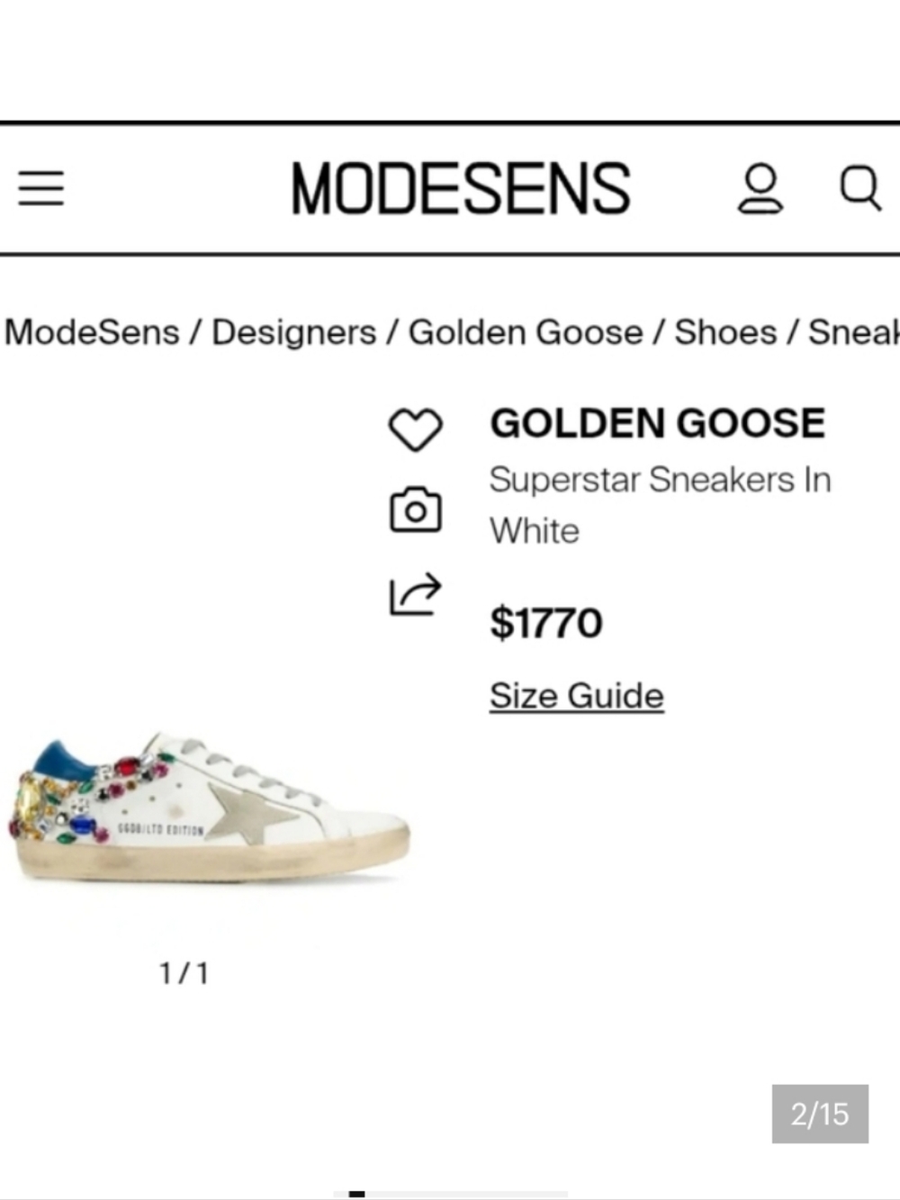 Golden Goose Super Star Rhinestone Embellished Sneakers Size 40 - Picture 15 of 16